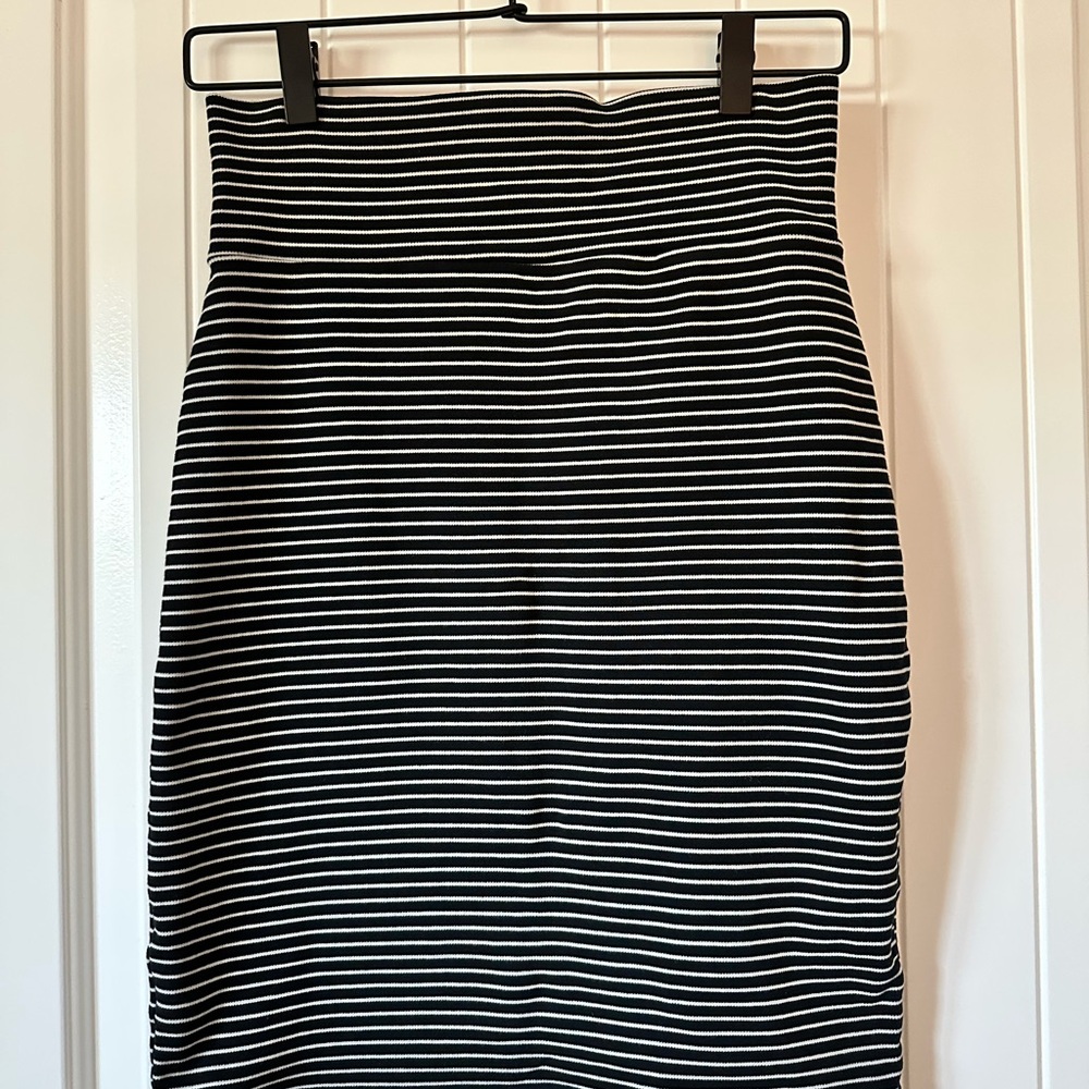 American Apparel Black and White Striped Women's Skirt Fold Over Detail